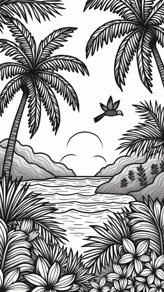 tropical coloring page